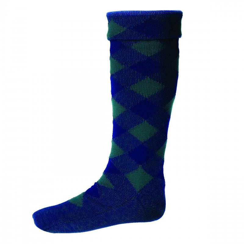 Diced Hose ~ Navy & Tartan Green