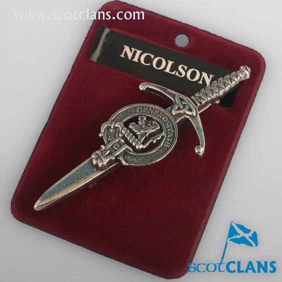 Clan Crest Pewter Kilt Pin with Nicolson Crest