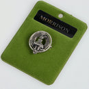Clan Crest Small Pewter Pin Badge showcasing its intricate design and antique palladium finish, perfect for celebrating Scottish heritage.