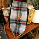 Luxury Tartan Handfasting Ribbon with Embroidery showcasing elegant gold rope piping, perfect for weddings.