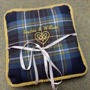 Tartan Ring Cushion with Custom Embroidery