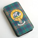 Clan Crest Leather Phone Flipcase for Samsung Galaxy featuring a vibrant clan crest and tartan design, ideal for protecting your phone with style.