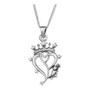Elegant Scottish Luckenbooth Silver Pendant crafted from 925 Sterling Silver featuring interlocking hearts and Mary Queen of Scots crown, perfect for a romantic gift.