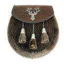 Semi Dress Sporran - Highland Stag crafted from high-grade leather, featuring a stylish stag emblem, perfect for formal events and traditional Scottish attire.