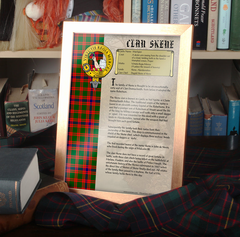 Skene Clan History Print - Choose Framed or Unframed