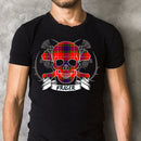 Tartan Skull t-shirt featuring vibrant tartan patterns, ideal for showcasing your Scottish heritage and clan pride.