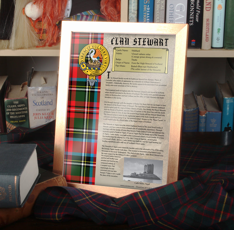 Stewart Clan History Print - Choose Framed or Unframed