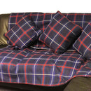 Three matching cushion covers from the American National Fleece lined Tartan Throw set, highlighting the tartan pattern and cozy fleece material.