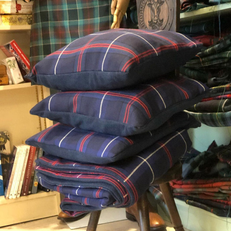 Grant Ancient Fleece lined Tartan Throw and Three Cushion Cover Set