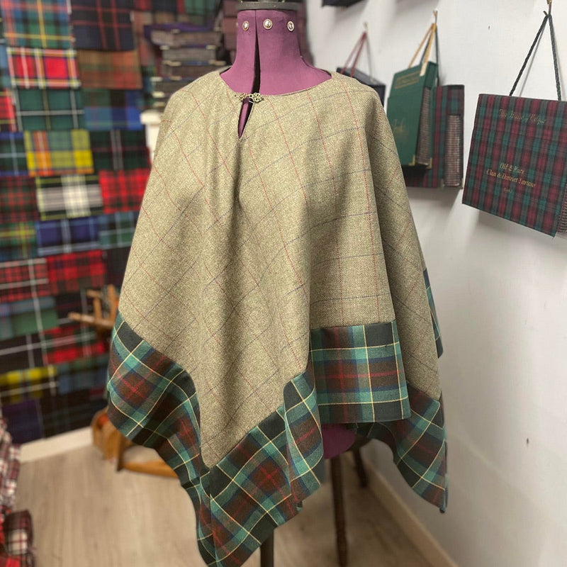 Custom made Shetland Tweed and Tartan Poncho