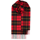 Close-up of the Bowhill Standard Tartan Lambswool Scarf texture, highlighting its brushed lambswool softness and intricate tartan pattern.