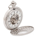 Close-up view of the Windsor Mechanical Pocket Watch highlighting its vintage charm and intricate 17-jewel movement.