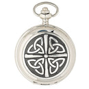 Celtic Mechanical Pocket Watch showcasing intricate engravings and elegant design, perfect for formal attire and special occasions.